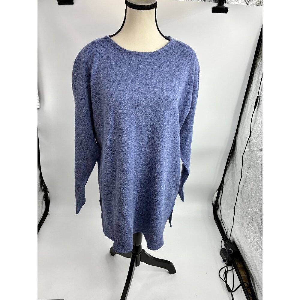Vintage 90s Express Womens M Blue Oversized Sweater Long Sleeve Slouchy Top